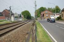 Bahn�bergang  am alten Wasserwerk  Geilenkirchen S�ssgerath am 9.5.2010.