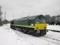 Class 66 von Ascendos in Aachen-West am 29.12.10. �ffentlich zug�nglich durch einen Verkaufsshop