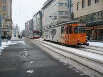 MVV Strassenbahn Arbeitswagen 1301 im Heidelbergerstrasse.  Foto 26 Januar 2006.