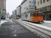MVV Strassenbahn Arbeitswagen 1301 im Heidelbergerstrasse.  Foto 26 Januar 2006.