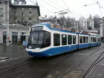 VBZ - Tram Be 5.6 3025 unterwegs auf der Linie 3 in Z�rich am 29.12.2010