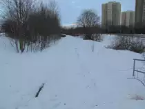Zugeschneites Gleis der ehemaligen S-Bahn am Moskauer Platz in Erfurt; 02.01.2011