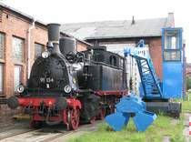 Dampflok 91 134 w�hrend einer Austellung im Eisenbahn und Technikmuseum Schwerin am 26.07.2009