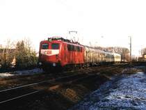 141 231-1 mit Wiehengebirgebahn RB 61 12166 Bielefeld-Rheine auf Bahnhof H�rstel am 23-01-2000. Bild und scan: Date Jan de Vries.
