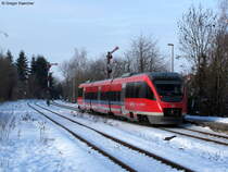 05.01.2011: 643 017 mit dem Wappen und Ortsnamen der Gemeinde Siebeldingen fhrt als RB 28062 von Karlsruhe Hbf nach Neustadt (Weinstrae) Hbf in Kandel aus.