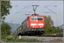 181 219 und 181 206 sind am 01.10.2007 mit IC 2356 nach Saarbr�cken unterwegs und passieren gerade meine Fotostelle bei L�tzelsachsen.