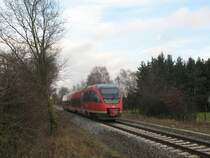 Die Baumbergebahn nach Mnster in der Coesfelder Bauernschaft Gaupel. Aufgenommen am 09.01.2011