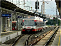 Der Triebzug 22 160 der Linzer Lokalbahn aufgenommen am 14.09.2010 im Hauptbahnhofbahnhof von Linz. (Hans)