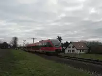 Die Baumbergebahn von M�nster nach Coesfeld kurz nach verlassen der Stadt Billerbeck. 16.01.2011