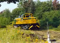 Lamoille Valley Railroad RS-3 #7405 macht f�r eine Sonderfahrt fertig.  23/8/1992 Foto, Morrisville Vermont.