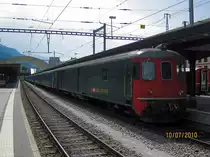 Dt 50 85 92-33 927 mit Ersatzzug nach Basel SBB im Bahnhof Chur, 10.07.2010. S�mtliche Dt wurden per Fahrplanwechsel 2010 ausrangiert.