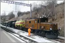 Hier in Filisur gibts Mittagshalt und grosses Man�ver, denn die Weiterfahrt nach Davos erfolgt in entgegengesetzter Richtung. (24.01.2011)