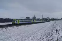 Ein EW III-Pendelzug n�hert sich am 22.1.11 als RE 3628 Riedbach.