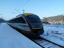 Ein Desiro der St�dtebahn Sachsen GmbH steht als SB 71 nach Pirna in Bad Schandau bereit. 29.01.2011