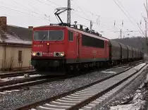 Auch am 01.Februar 2011 hie� es f�r 155 065 in den Bahnhof Bergen/R�gen mit 30 km/h einfahren.