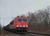 155 199-3 am 4.2.11 bei �bach - Palenberg mit offene G�terwagen
der SNCB