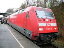 BR 101 073-5 in Flensburg. Die Seitenw�nde schienen frisch gereinigt worden zu sein. 