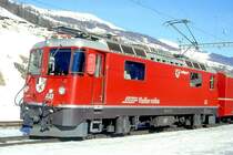 RhB - Ge 4/4II 611  LANDQUART  am 09.02.1997 in SCUOL - THYRISTOR-STRECKEN-LOKOMOTIVE - �bernahme 30.05.1973 - SLM4884/BBC - 1700 KW - Gewicht 50,00t - L�P 12,74m - zul�ssige Geschwindigkeit 90 km/h. Hinweis: am 14.08.1973 schwerer Unfall in Fideris, bei SLM wieder instandgesetzt.
