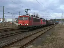 Nachdem 140 043 am Vormittag alleine einen Gz nach Mukran brachte,wurde die Lok von 155 097 am Nachmittag,vom 09.Februar 2011,durch Bergen/R�gen geschleppt.