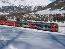 2 Triebwagen ABe 4/4 III 55 und 56, zwischen Celerina Staz und Pontresina - 31-01-2011
