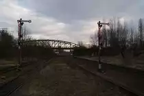 Formsignale im Bahnhof Deuben,Blick Richtung Zeitz,10.02.2011