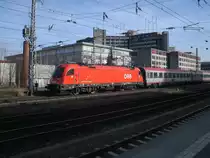 �stereichischer InterCity mit Taurus der �BB am 10. Februar aufgenommen am S-Bhf heimeranplatz/M�nchen kurz vorm M�nchener Hauptbahnhof