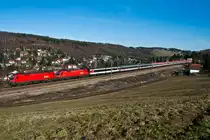 OEC 166 ist von Wien Westbf. nach Z�rich unterwegs. Ab 09.04.2011 wird dieser Zug als railjet 166 gef�hrt. Die Aufnahme entstand am 06.02.2011 kurz vor Eichgraben-Altlengbach.