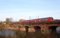 RB 15359 ist auf der Fahrt von Frankfurt/Main Hbf nach Heidelberg Hbf. Neckarbr�cke Ladenburg/Neckarhausen, 07.02.11
