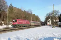 1116 003 `RCA´ am 05.02.11 mit EC 111 nach Klagenfurt/Zagreb in Assling