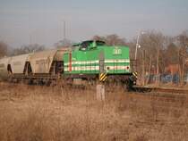 Am 25.2.11 fuhr die BR 293 (Lok 22, LISA 2)der Erfurter Bahn, mit 5 leeren franz�sischen Getreidewagen,von Bad Langensalza in Richtung Gotha.