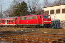111 111 als RE 8 Zwischentakt in Rheydt Hbf, nach kurzem Halt  geht es weiter bis nach Kaldenkirchen. 2.3.2011