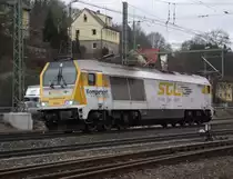 V 500.06 der SGL steht am 11. M�rz 2011 auf Gleis 3 in Kronach und wartet auf die Streckenfreigabe in Richtung Lichtenfels.