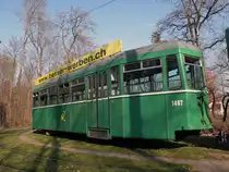 B4 Anh�nger 1467 in der Schlaufe beim Eglisee auf der Linie 2 Die Aufnahme stammt vom 11.03.2011.