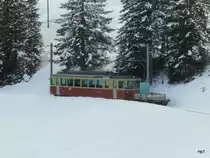 BLM - Triebwagen Be 4/4 21 unterwegs zwischen Gr�tschalp und Winteregg am 25.02.2011