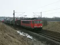 155 097 verlie� am Nachmittag vom 03.M�rz 2011 Mukran um nach Seddin zufahren.