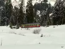 BLM - Triebwagen Be 4/4 21 unterwegs zwischen Gr�tschalp und Winteregg am 25.02.2011

