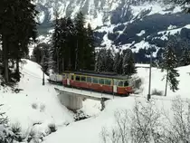 BLM - Triebwagen Be 4/4 21 unterwegs zwischen Gr�tschalp und Winteregg am 25.02.2011

