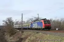 482 011-4 (SBB-Cargo) f�hrt am 13. M�rz 2011 um 9:36 Uhr mit dem DPE 323 durch Duisburg Kaiserberg