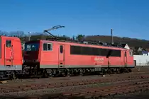 155 070-6 der RAILION Logistics abgestellt am 07.03.2011 in Kreuztal. Die Lok hat schon aufgeb�gelt.