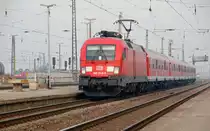 182 013 erreicht mit einer RB nach Eisenach am 05.03.11 den Bahnhof Gro�korbetha.