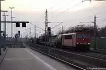 155 108-4 mit gemischten G�terzug in Rathenow in Richtung Wustermark unterwegs. 13.03.2011