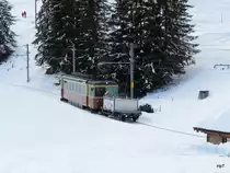 BLM - Triebwagen Be 4/4 22 unterwegs zwischen Winteregg und M�rren am 25.02.2011