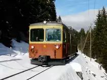BLM - Triebwagen Be 4/4 22 unterwegs zwischen Winteregg und M�rren am 25.02.2011