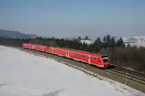 RE3787 mit den 612 632/132+168/668 unterwegs vor Herlasgr�n am 23.02.2011.