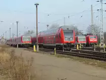 Der G�terbahnhof von Schwerin am 10.03.2011 mit verschiedenen Fahrzeugen.