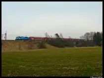 Der Max´l (111 017) am 13.3.2010 um 15:59 Uhr kurz nach der Ausfahrt des Bahnhofs Roth (Mittelfranken) Richtung N�rnberg unterwegs.