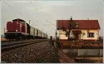 Noch einmal die V100 der BOB. V126 mit einem Sonderzug (N�rnberg-M�hldorf) zum Hausruck Dampflokfestival. (03.03.2011, K�fering)