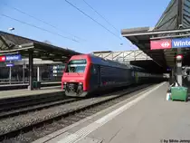 Re 450 078-1 ''Au ZH'' + 450 104-5 ''Z�rich Hard'' und 450 030-2 ''R�mlang'' durchfahren am 11.3.2011 Winterthur als Dienstzug. Diese DPZ- 3fach-Traktion wird danach auf der S2 ab Effretikon nach Ziegelbr�cke eingesetzt.