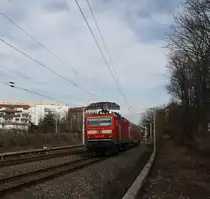 143 844-9 Schiebt S1 Richtung Leipzig Hbf hier zwichen Leipzig Leutzsch und Möckern 13.03.2011