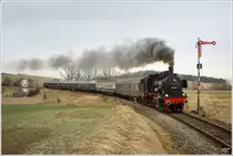 638 1301 f�hrt mit dem Dampfsonderzug R14310 von Braunau nach Attnang Puchheim. 
Dampflok Spektakel Hausruck 2011.
Feichtet 13.3.2011